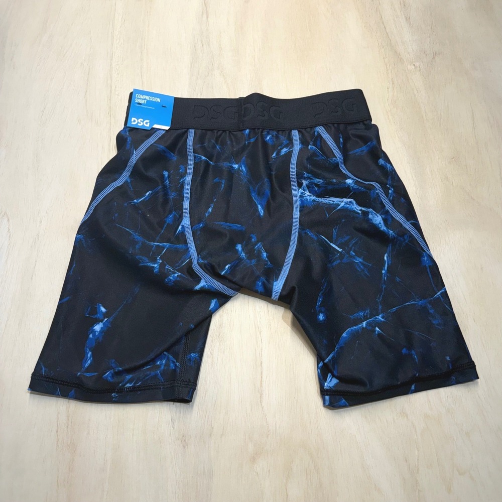 DSG Boys Large 14-16 Print Compression Shorts Ice Carve Navy Blue Black NEW - Picture 3 of 6